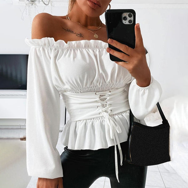Off Shoulder Ruffle Blouse