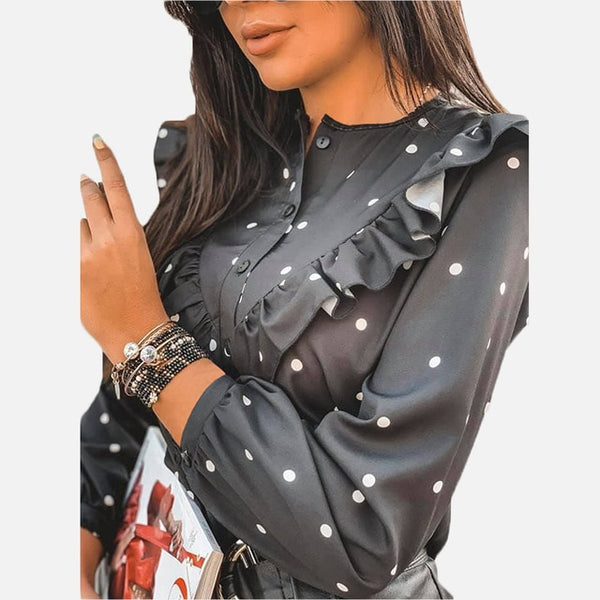 Ruffle Polka Dot  Blouse