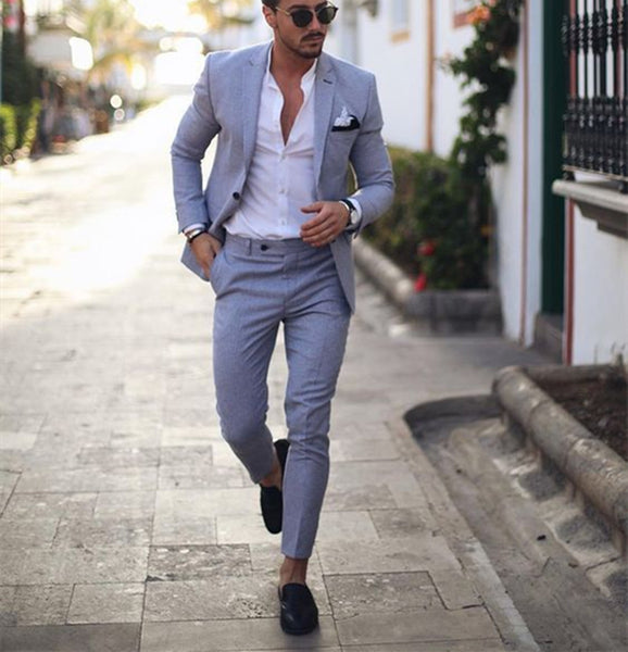 Light Blue Men Suit 2P