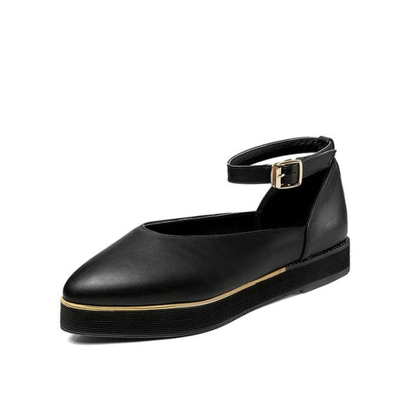 White Pink Black Pointed Shoes