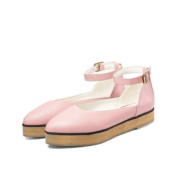 White Pink Black Pointed Shoes