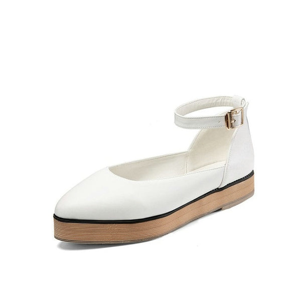 White Pink Black Pointed Shoes