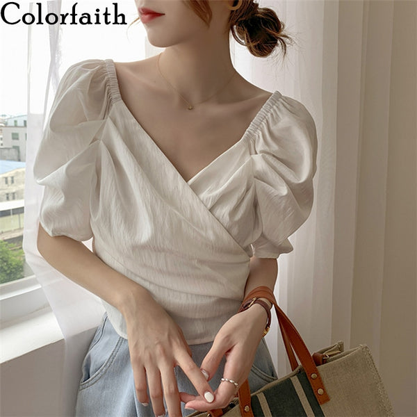V-Neck Puff Sleeve Top