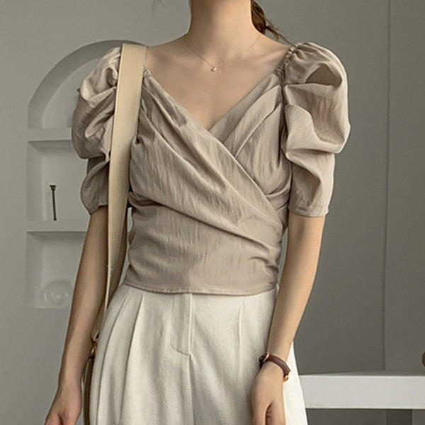 V-Neck Puff Sleeve Top