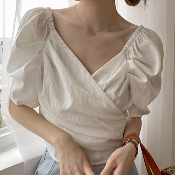V-Neck Puff Sleeve Top